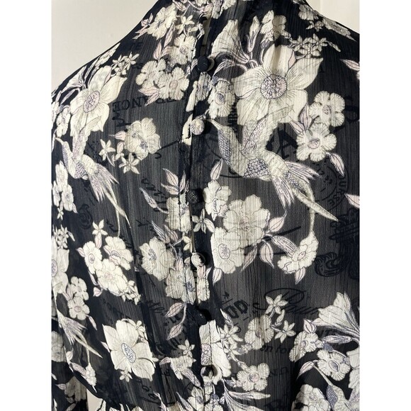 Lost + Wander Women Dress Size Small Floral Prairie Sheer Mock Neck Long Sleeve - Picture 10 of 10